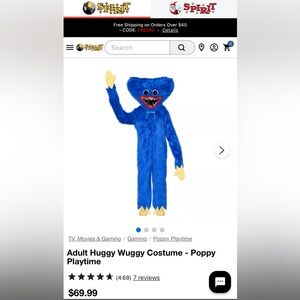 Huggy Wuggy Costume adult size s/m